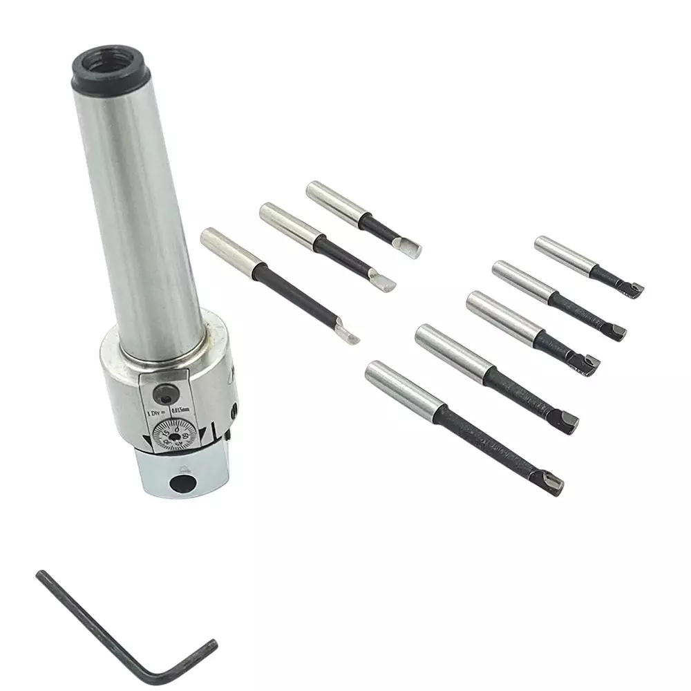 A.D INTERNATIONAL Boring Head, Diameter 38 mm Metric Standard, MT2 Shank With 3 HSS & 5 Carbide Tools, 20-BH-201