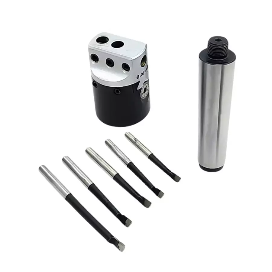 A.D International 1.5 inch (38.1 mm) Boring Head, MT3 Shank, M12x1.75 Drawbar With Shank, Cutting Tools and 5 Carbide Tools, ‎20-BH-301