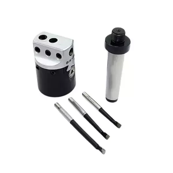 Buyohlic International Boring Head Diameter 1.5 inch 2MT Shank, M10 x 1.5 Drawbar 1 Div. 0.001 with 3 Carbide Tipped HSS Cutting Tools, W1-QU7W-FCRY