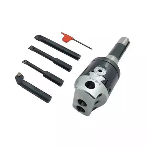 Buyohlic International Boring Head Diameter 2 inch (50 mm) Imperial Standard R8 Shank and 7/16 inch (11.1 mm) UNF Drawbar with Indexable Boring Bars, 20-BH-421