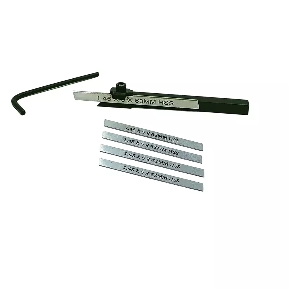 A.D INTERNATIONAL Mini Cut off Parting Tool Holder with 4 Spare Blades, 6 mm Square Shank for Unimat, Seig, Emco, Proxxon's, Grizzly Small Lathes, YC-4BIU-9XSV