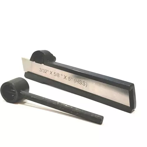 A.D INTERNATIONAL Straight Shank Lathe Cut Off Parting Tool Holder with HSS Blade Size 3/32 x 5/8 x 5 inch, V0-XGCM-PXW6