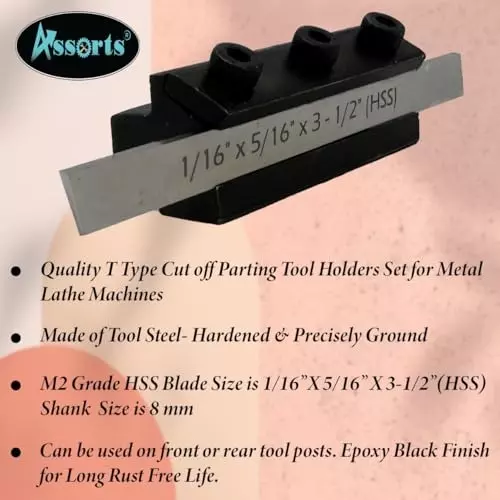 Assorts Parting Tool Tool Steel 1.58x7.93x88.9 mm 8 mm Shank Size for Metalworking