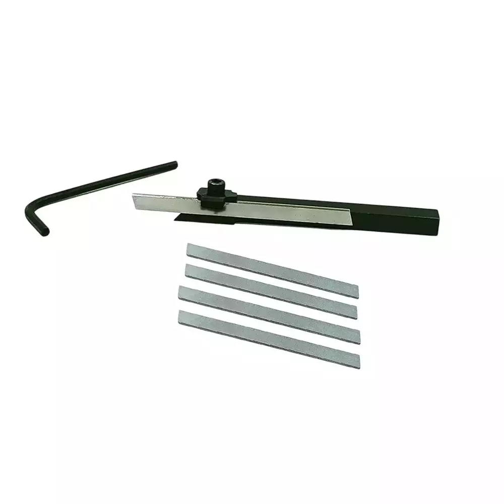 Buyohlic International Mini Cut off Parting Tool Holder with 4 Spare Blades, 8 mm Square Shank for Unimat, Seig, Emco, Proxxon's, Grizzly Small Lathes, 8B-38R1-A3GG
