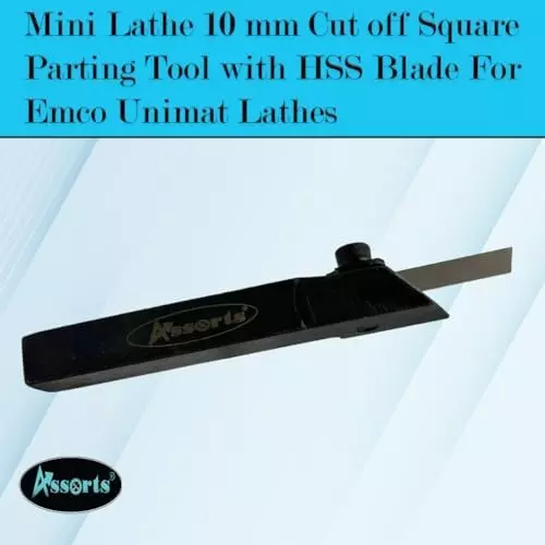 Assorts Mini Lathe Cut Off Parting Tool with Blade Cast Iron, & Steel 10 mm Shank Size 1.45x5x63 mm Blade Size Square 11.06 mm Centre Height