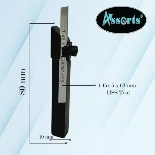 Assorts Mini Lathe Cut Off Parting Tool with Blade Cast Iron, & Steel 10 mm Shank Size 1.45x5x63 mm Blade Size Square 11.06 mm Centre Height