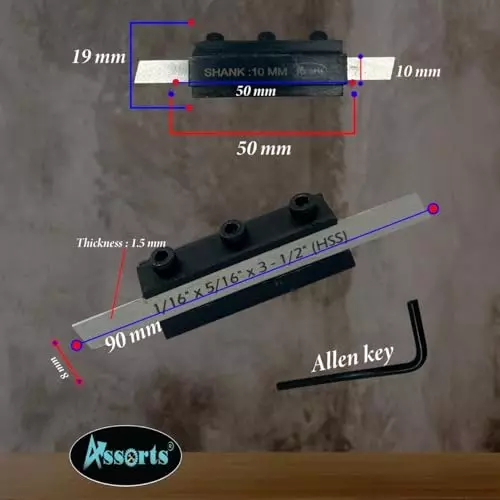 Assorts Parting Tool Tool Steel 1.58x7.93x88.9 mm 10 mm Shank Size for Metalworking