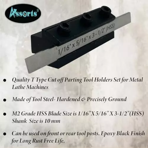 Assorts Parting Tool Tool Steel 1.58x7.93x88.9 mm 10 mm Shank Size for Metalworking