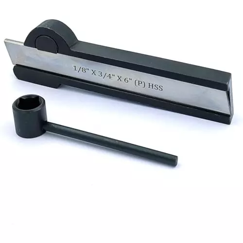A.D INTERNATIONAL Straight Shank Lathe Cut Off Parting Tool Holder with HSS Blade Size 1/8 x 3/4 x 6 inch, V2-GKBY-4S3S