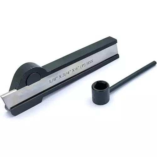 A.D INTERNATIONAL Straight Shank Lathe Cut Off Parting Tool Holder with HSS Blade Size 1/8 x 3/4 x 6 inch, V2-GKBY-4S3S