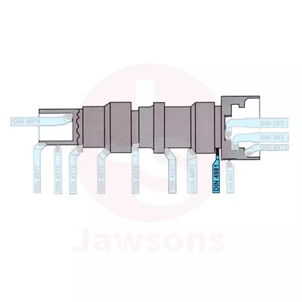 Jawsons Carbide Tipped Parting Bit DIN 4981R P30 12x12 mm Wear Resistance for Metal Works, Blue