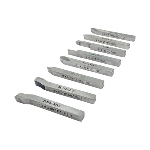 A.D INTERNATIONAL HSS M2 Lathe Form Tool Set 6x6x63 mm Shank Size Hard and Ground - Turning, Threading Machine Tools, PQ-FWQG-P20E (Set of 8)