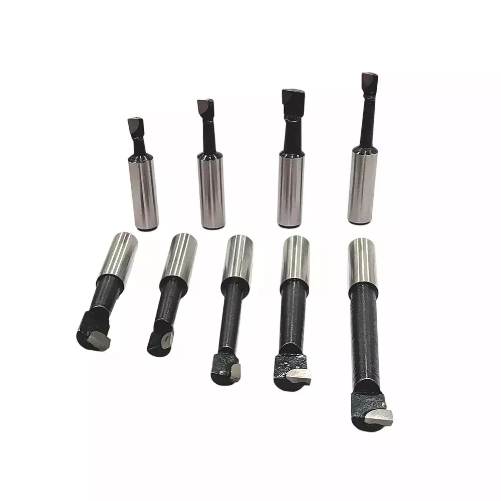 Buyohlic International Boring Head Carbide Tool Set 2 inch (50 mm) Diameter 1/2 inch (12.7 mm) 2MT Shank M10 x 1.5 Drawbar for Milling and Lathe Machine, 69-LS8B-ZTCC (Set of 9)