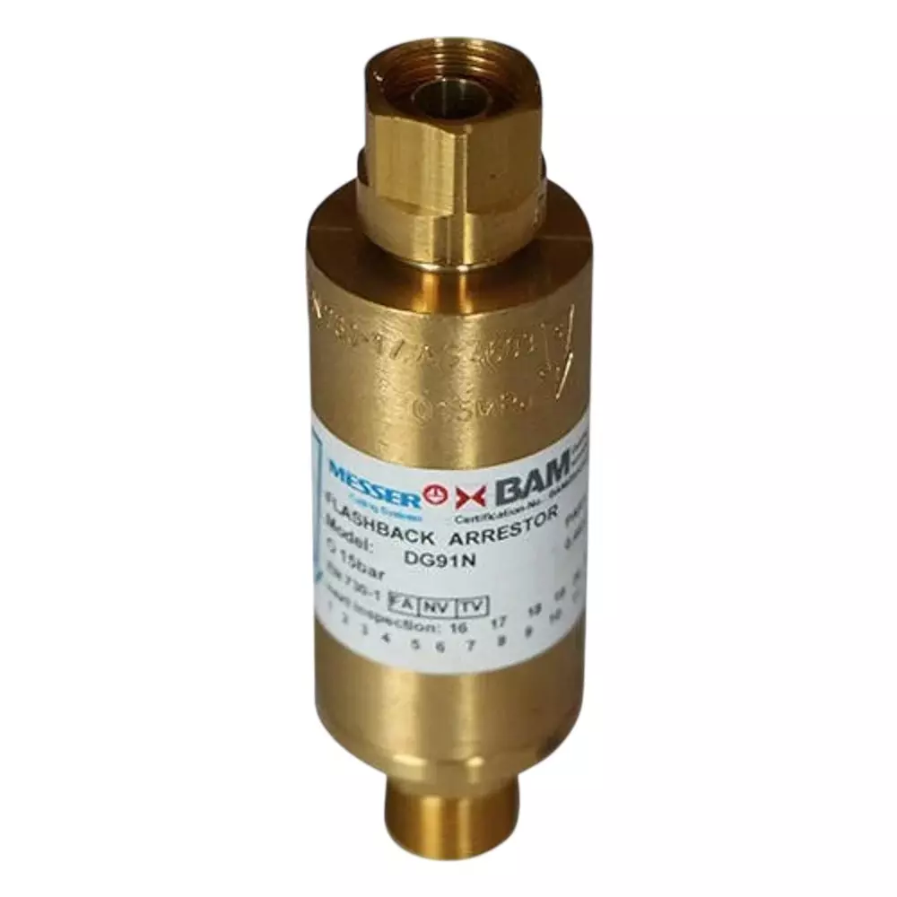 Messer Flashback Arrestor G1/2" × G1/2" Right Connection Type Manual for Oxyen Gas, 463833