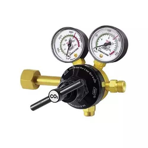 HMP Carbon-Di-Oxide Regulator Single Stage 200 Bar Double Gauge Brass Forging Body, 50-D-CO2(PROUD)