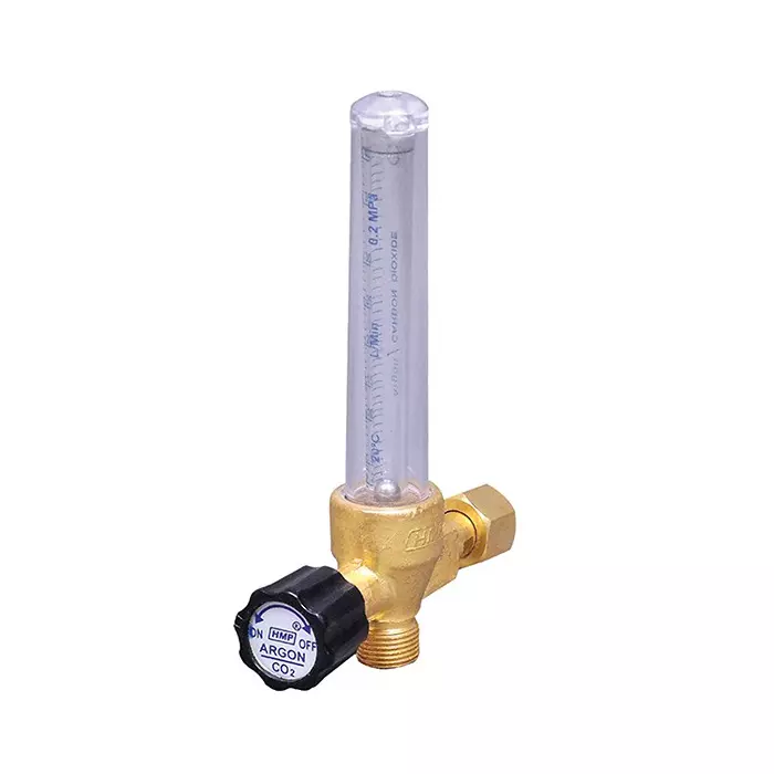 HMP Regulator With Duel Flow Meter Single Stage Double Gauge Brass & Poly Carbonate Body, Argon/Co2