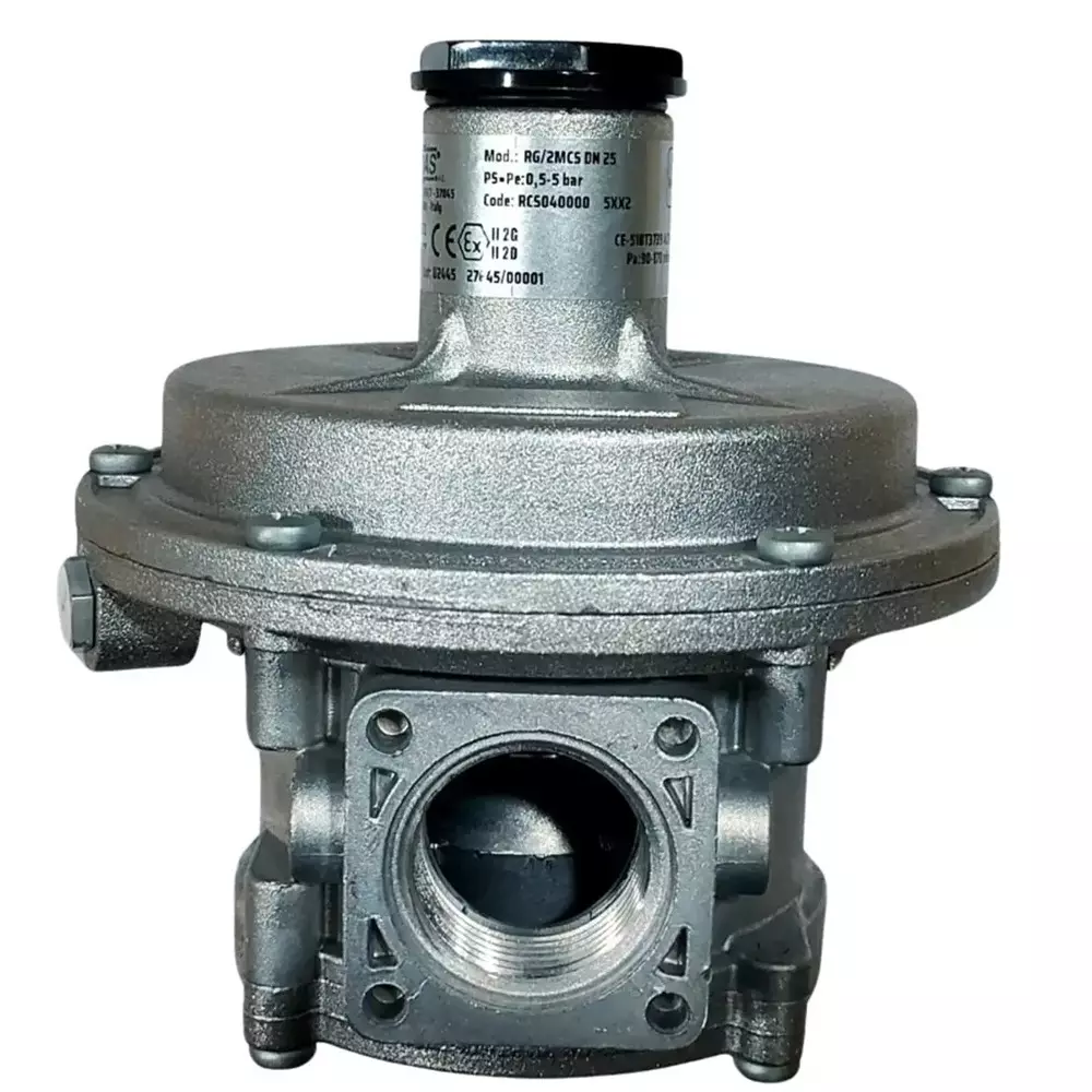 Madas Gas Pressure Regulator Stainless Steel Silver 0.5-5 bar Pressure Bar for Industrial Use, RG/2MCS DN 25