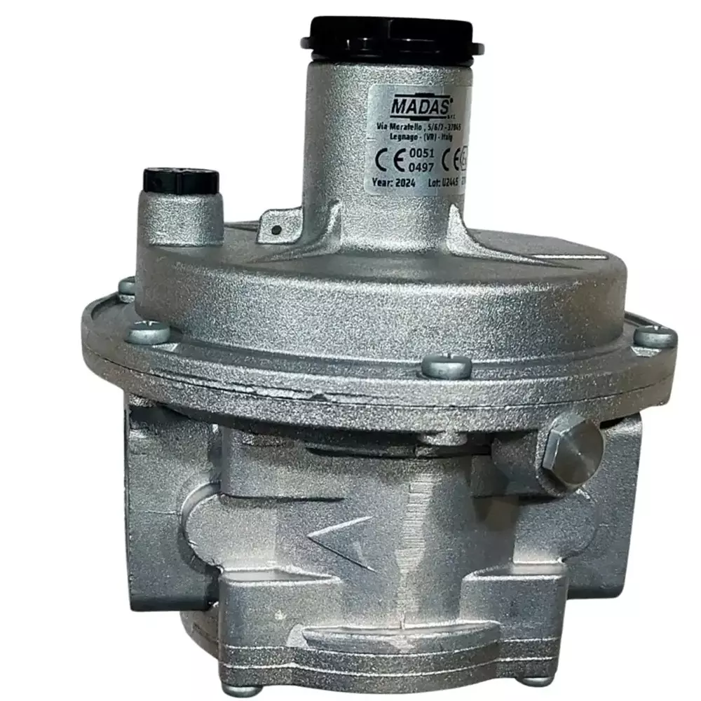 Madas Gas Pressure Regulator Stainless Steel Silver 0.5-5 bar Pressure Bar for Industrial Use, RG/2MCS DN 25