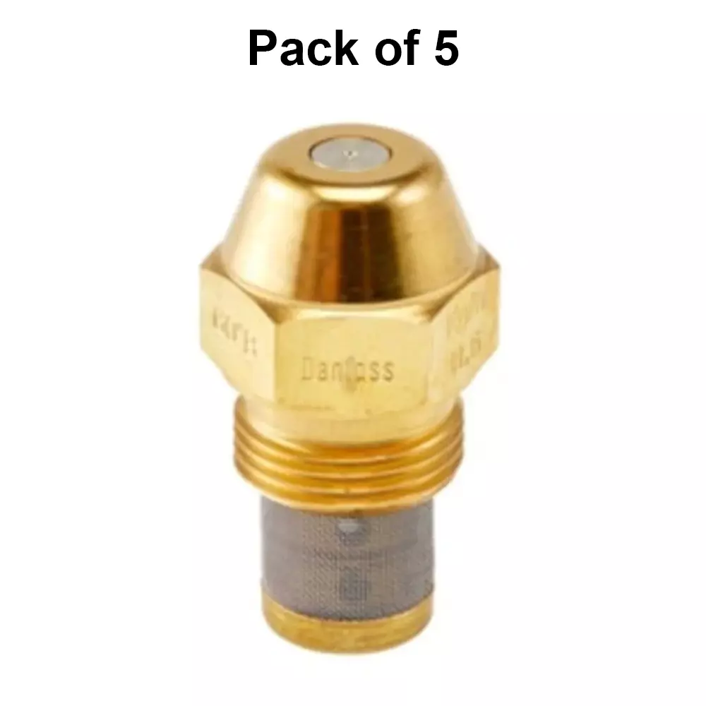 Danfoss OD B Oil Burner Nozzle 3.5 USgal/h Capacity 45° Spray Angle Brass Semi Solid Golden for Light Oil, Heavy Oil and Kerosene, (Pack of 5 Pcs)