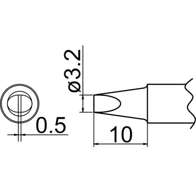 HAKKO Iron Tip (T20/Lead-Free Solder Compatible) 3.2D Type 3.2 mm Tip T20-D32