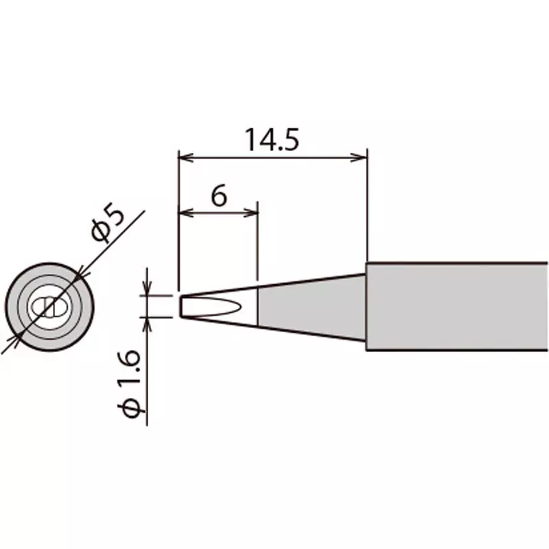 Goot Replacement Tip For Digital Temperature Controlled Soldering Iron, PX-28RT-1.6D