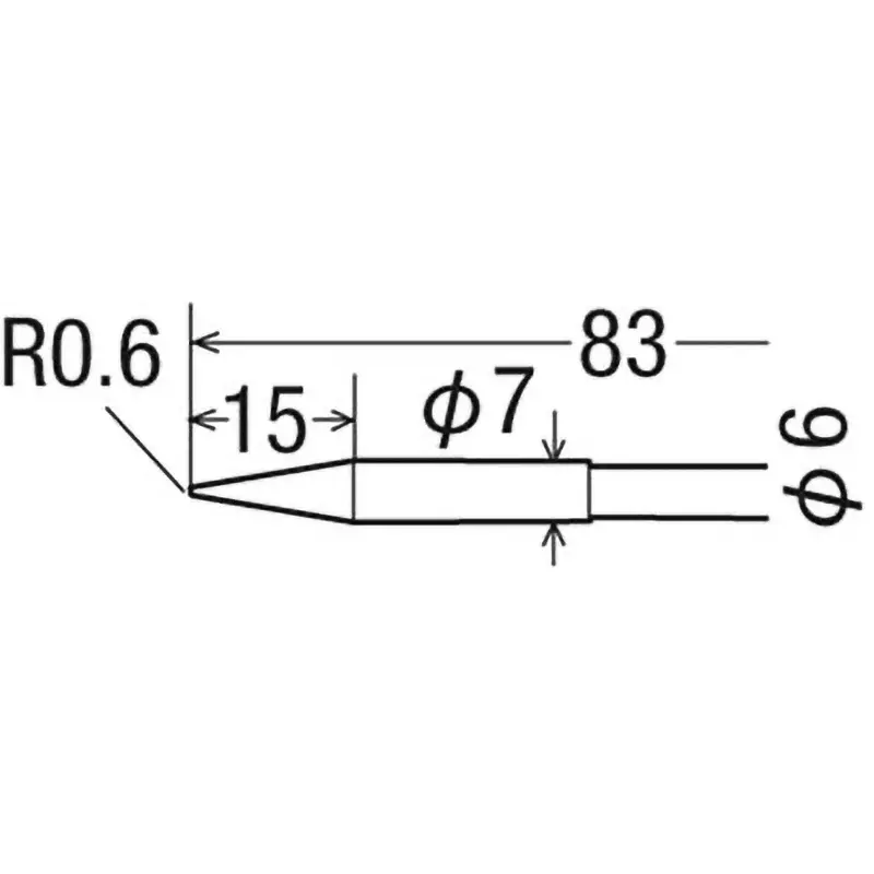 Goot Replacement Copper Tips R0.6 mm Size, TD-67B