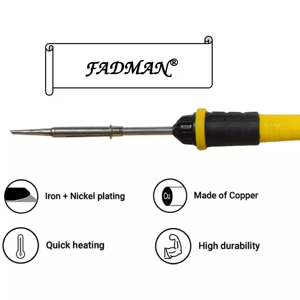Fadman Beginner Soldering Iron with Digital Multimeter Flat Copper, Iron & Nickle Tip (Pack of 2 Pcs)