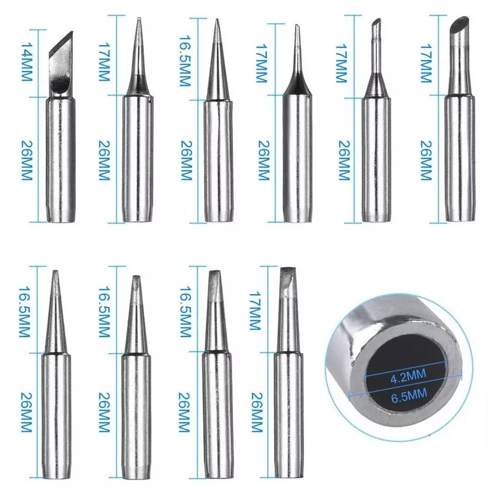 SCHOFIC Soldering Iron Tip Chisel Copper 6.5 mm (0.26 inch) Outer & 4 mm (0.16 inch) Inner Diameter, 900M-T-2.4D