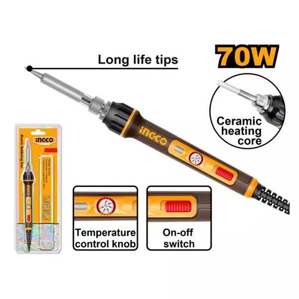 Ingco Electric Soldering Iron Ceramic Heating Element and 70 W Power, SI01606