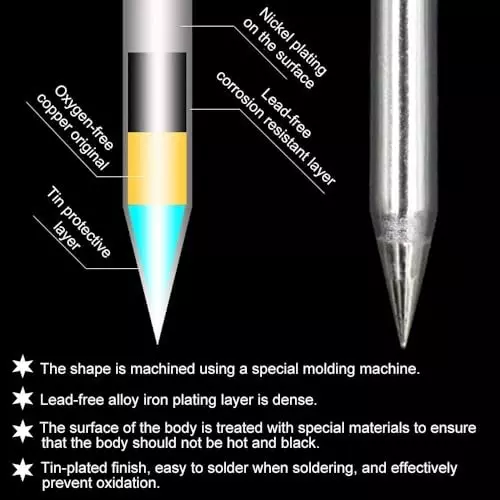 SCHOFIC Soldering Iron Tip Bevel Copper 6.5 mm (0.26 inch) Outer & 4 mm (0.16 inch) Inner Diameter, 900M-T-5C
