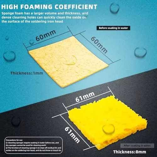 SCHOFIC Soldering Iron Tip Cleaning Sponge 60x60 mm Yellow for Cleaning Oxidation And Debris From Soldering Iron Tips
