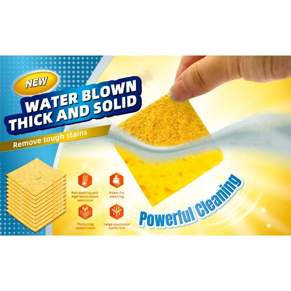 SCHOFIC Soldering Iron Tip Cleaning Sponge 60x60 mm Yellow for Cleaning Oxidation And Debris From Soldering Iron Tips