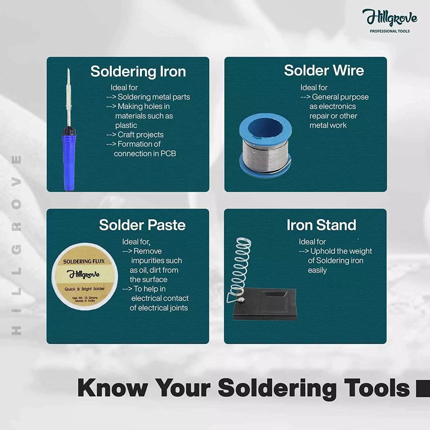 Hillgrove 25 W Flat Tip Mobile Soldering Iron Equipment Tool Kit & Digital Multimeter Combo, HGCM423M1