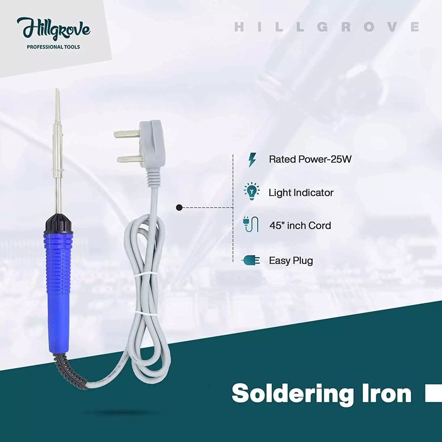 Hillgrove 25 W Flat Tip Mobile Soldering Iron Equipment Tool Kit & Digital Multimeter Combo, HGCM423M1