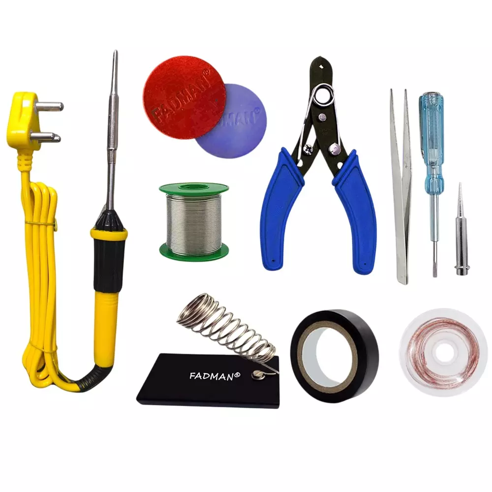 Fadman 10 In 1 Soldering Iron Kit 25 W Corded Flat Copper & Iron Tip for Soldering Tasks