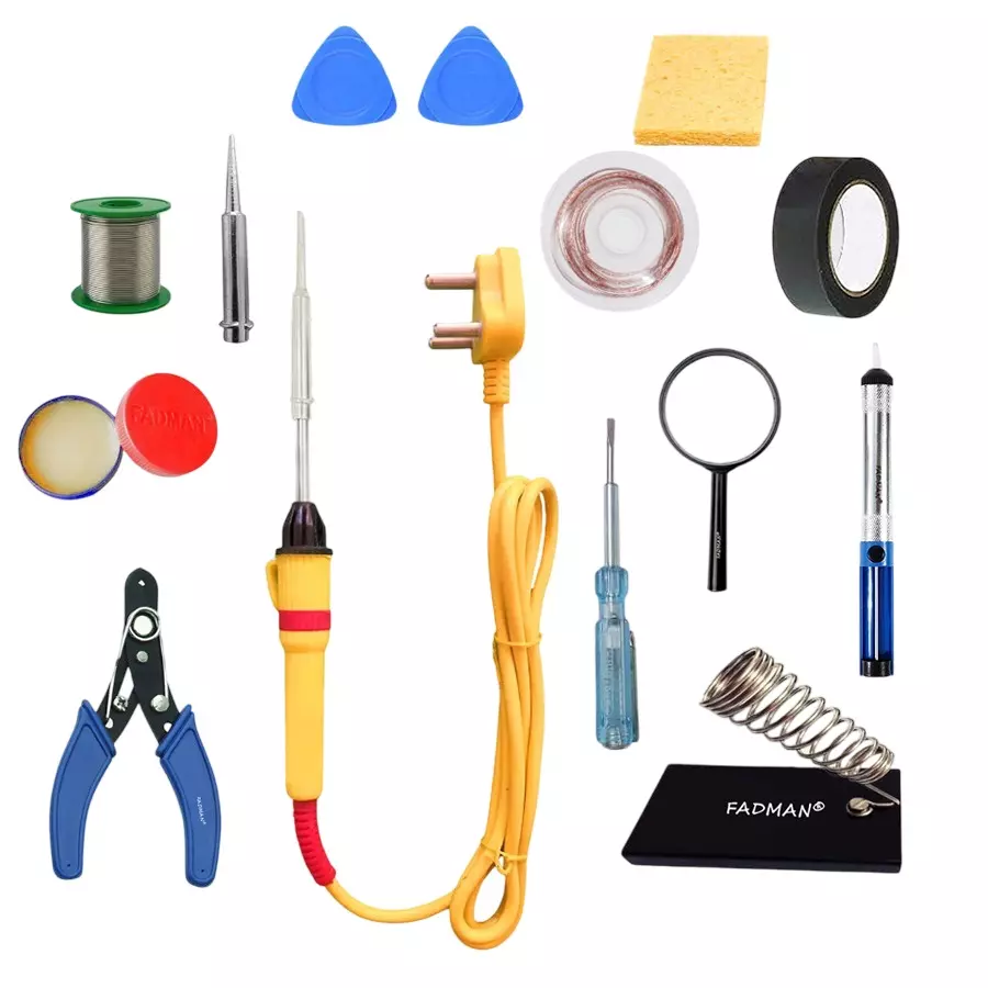 Fadman 13 In 1 Type-4 Soldering Kit with Mobile Opener 25 W Corded Flat Copper, Iron & Nickle Tip