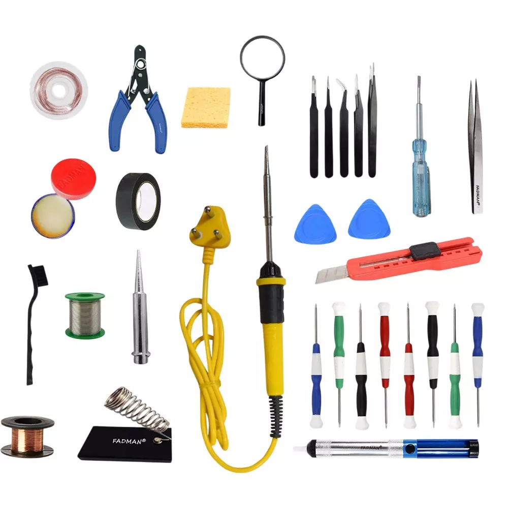Fadman 19 In 1 Type-1 Soldering Kit with Mobile Opener 25 W Corded Flat Copper, Iron & Nickle Tip