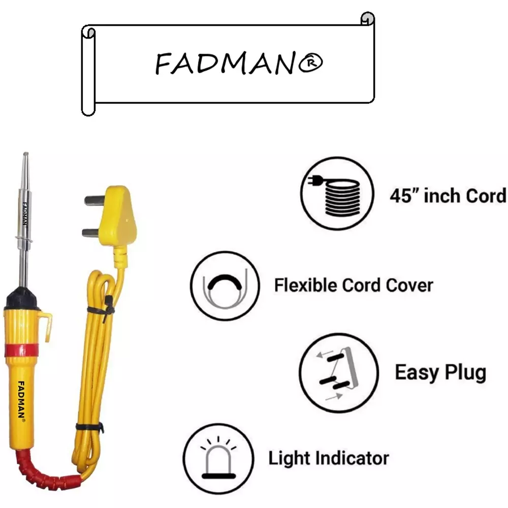 Fadman Basic Complete Kit Part Type-11 Soldering Iron Kit, Solder Wire, Stand, Wire Cutter, Soldering Paste Flux, Tweezer, Soldering Bit, Desoldering Pump, Sponge, Magnifying Glass, Hardware Tape, Soldering Iron 25 W Simple (Flat Tip)