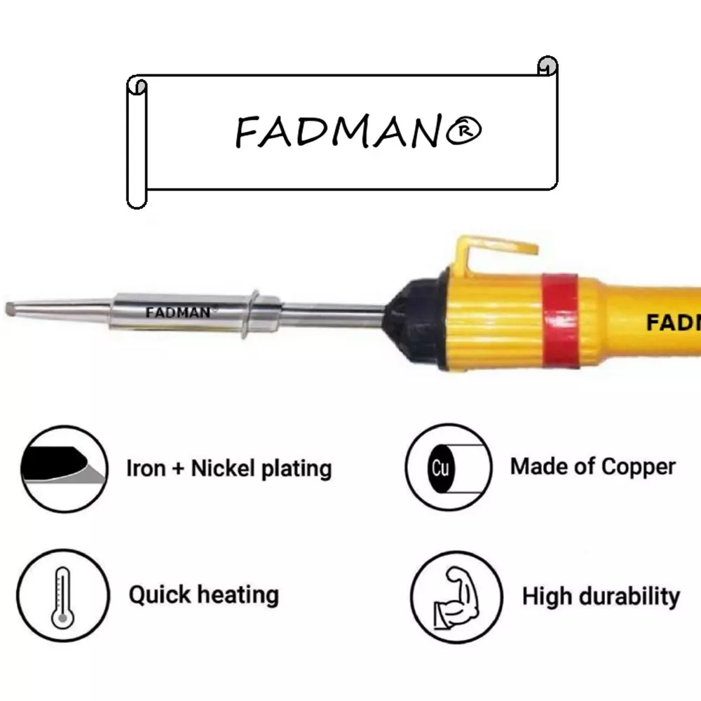Fadman Basic Complete Kit Part Type-11 Soldering Iron Kit, Solder Wire, Stand, Wire Cutter, Soldering Paste Flux, Tweezer, Soldering Bit, Desoldering Pump, Sponge, Magnifying Glass, Hardware Tape, Soldering Iron 25 W Simple (Flat Tip)