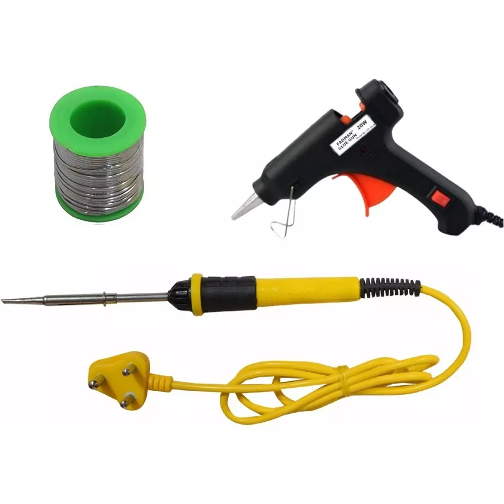 Fadman 3 In 1 Soldering Iron Kit Copper, Iron & Nickle Corded 25 W with Glue Gun