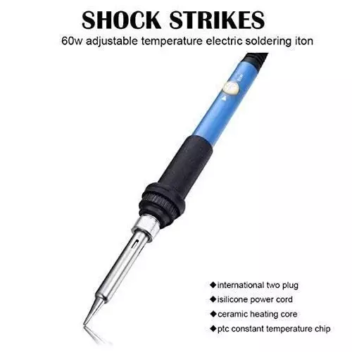 VMTRONIX Temperature Adjustable Soldering Iron Kit 60 W Iron Plated Tip for Precision Electric Work (Kit of 17 Pcs)