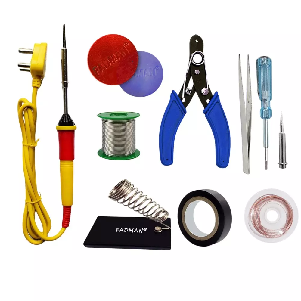 Fadman 10 In 1 Full Yellow & Red Soldering Iron Kit 25 W Corded Flat Copper & Iron Tip