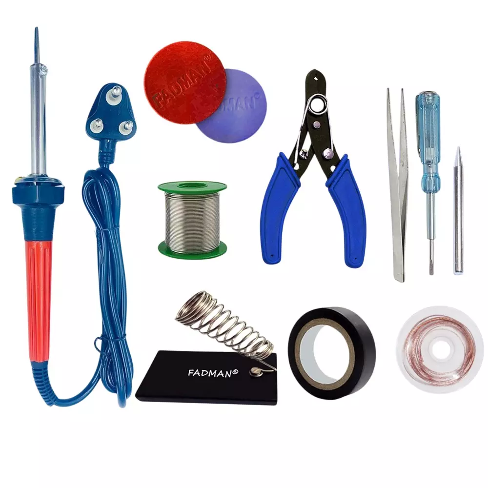 Fadman 10 In 1 Red Soldering Iron Kit 60 W Corded Flat Copper, Iron & Nickle Tip