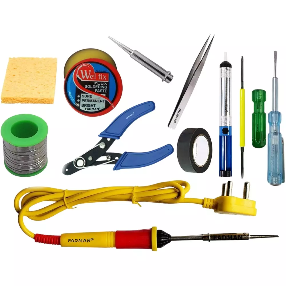 Fadman 11 In 1 Yellow & Full Red Soldering Iron Kit 25 W Corded Flat Copper, Iron & Nickle Tip