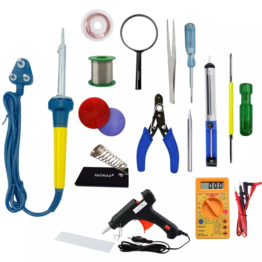 Fadman 15 In 1 Yellow Soldering Iron Kit 60 W Corded Flat Copper & Iron Tip