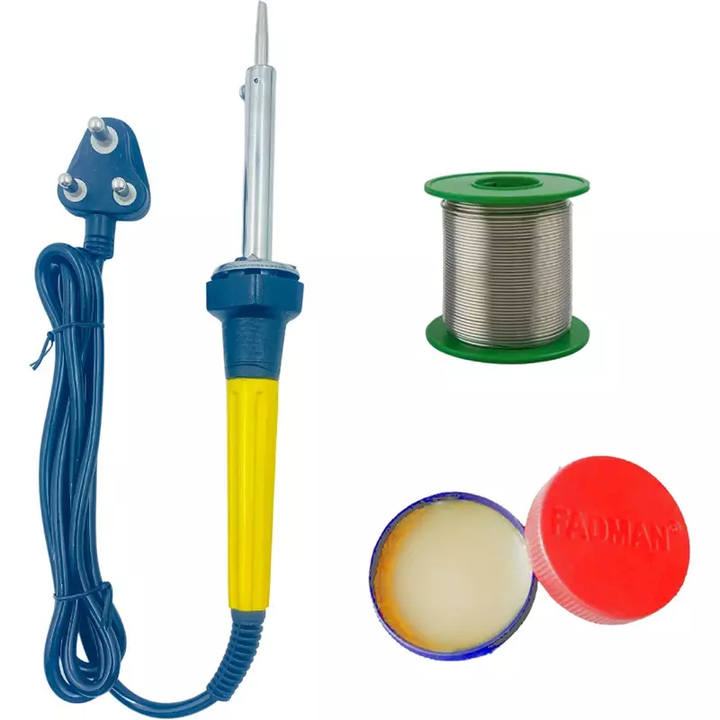 Fadman Soldering Iron Kit Pack Of 3, Solder Wire, Flux, 60 W Simple (Flat Tip)
