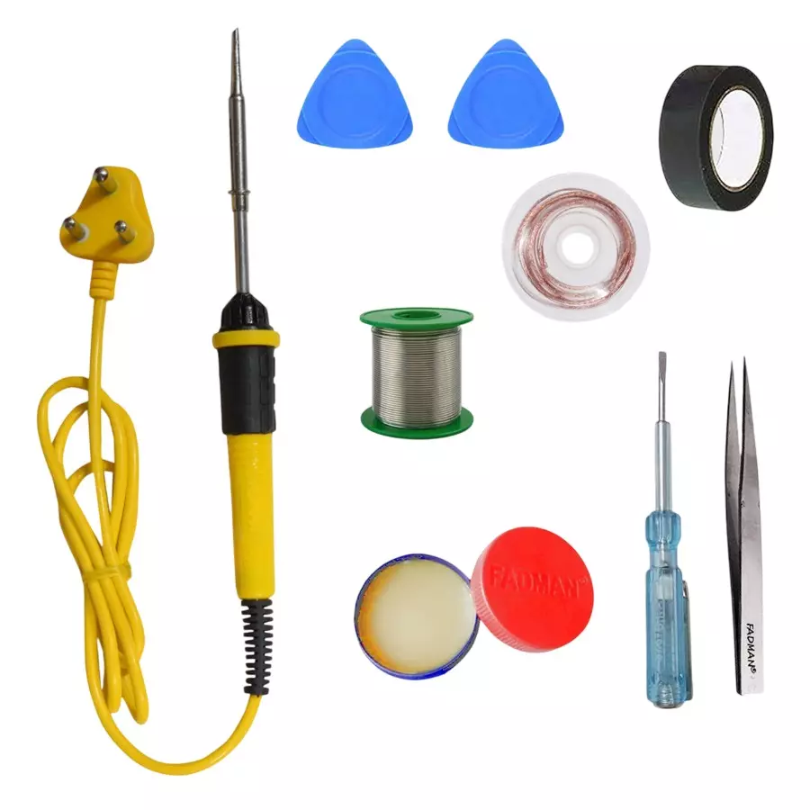 Fadman 8 In 1 Soldering Kit with Mobile Opener 25 W Corded Flat Copper, Iron & Nickle Tip