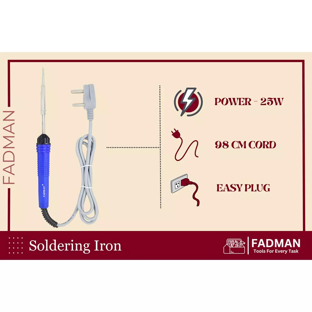 Fadman 15 In 1 Electronic Solution Advanced Flat 20 mm Tip Copper & Iron 25 W Blue & White