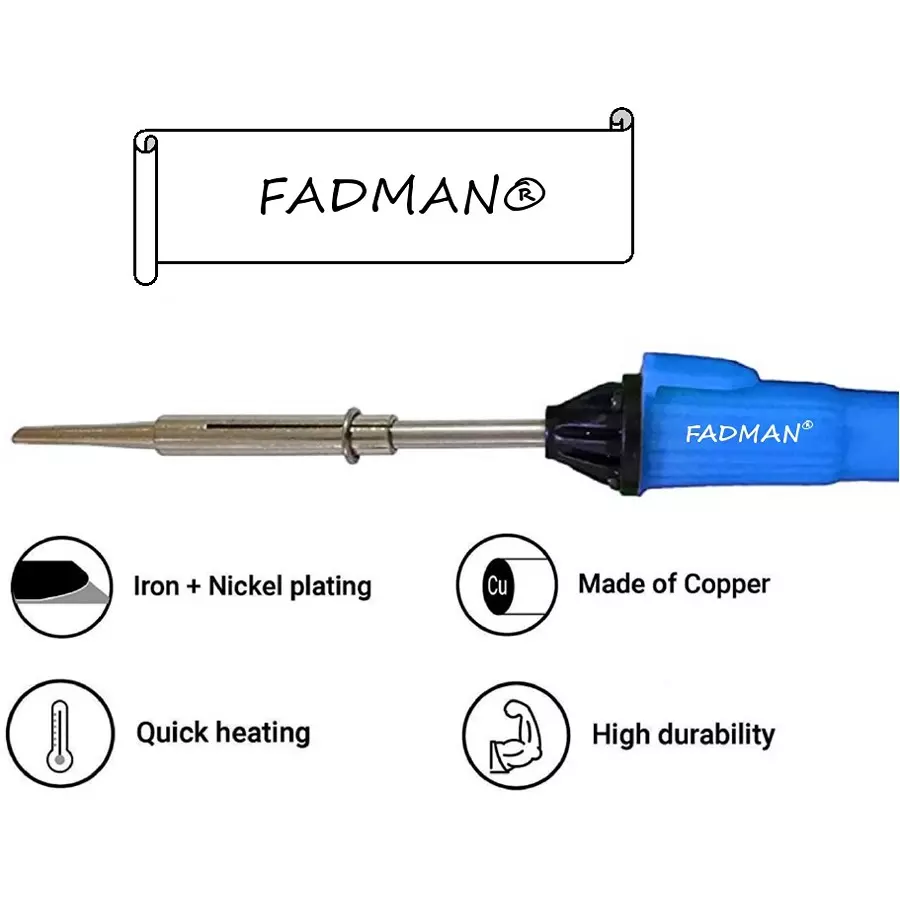 Fadman Basic Complete Part Type-10 Soldering Iron Kit, Solder Wire, Soldering Paste Flux, Soldering Iron Stand, Tweezer, Sponge, Soldering Bit, Desoldering Pump, Wire Cutter, Current Check Tester, Soldering Iron 25 W Simple (Flat Tip)
