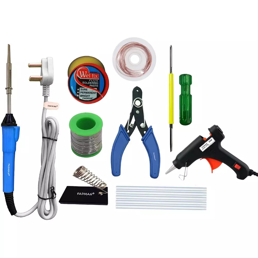 Fadman Basic 9 In 1 Blue Soldering Iron Kit 25 W Corded Flat Copper, Iron & Nickle Tip